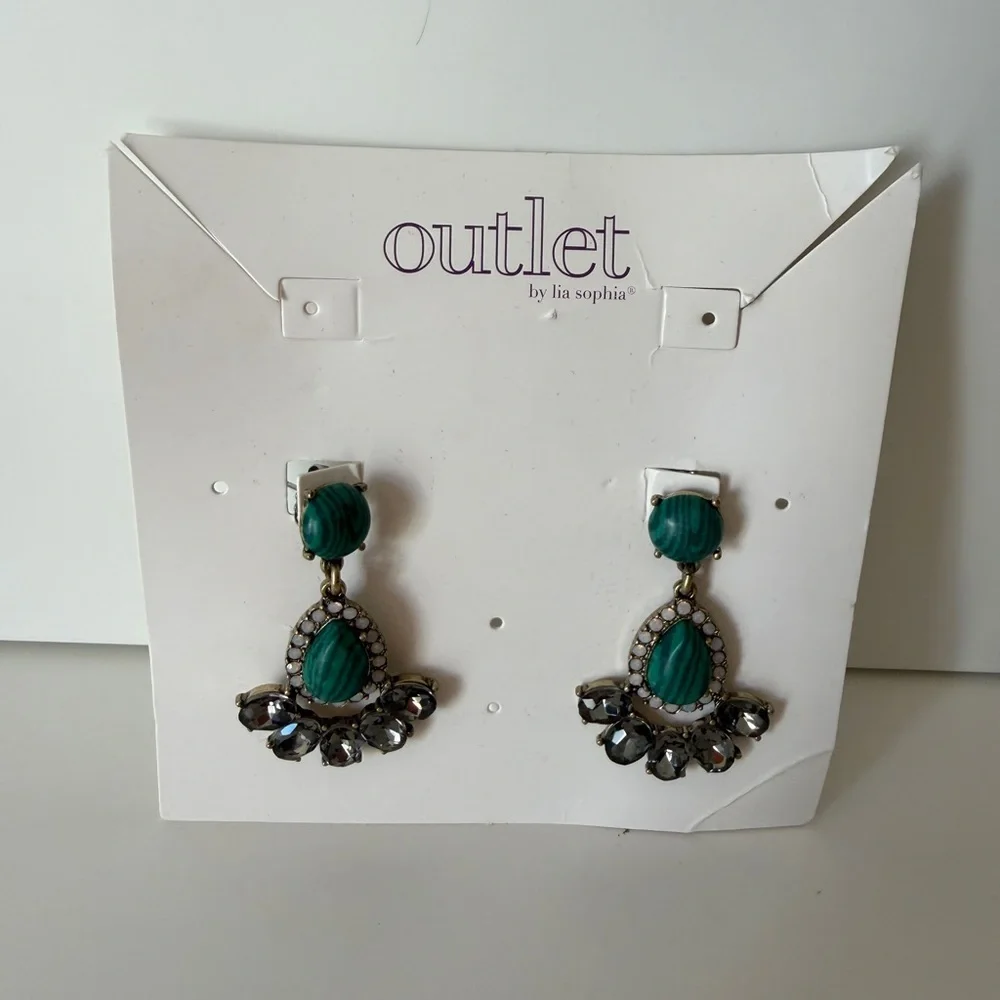 Lia Sophia Teal and Silver Teardrop Earrings